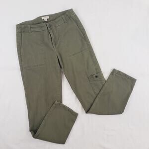 J. Jill Skinny Cargo Pants Women 4 Olive Green Soft Rayon Blend Chino
